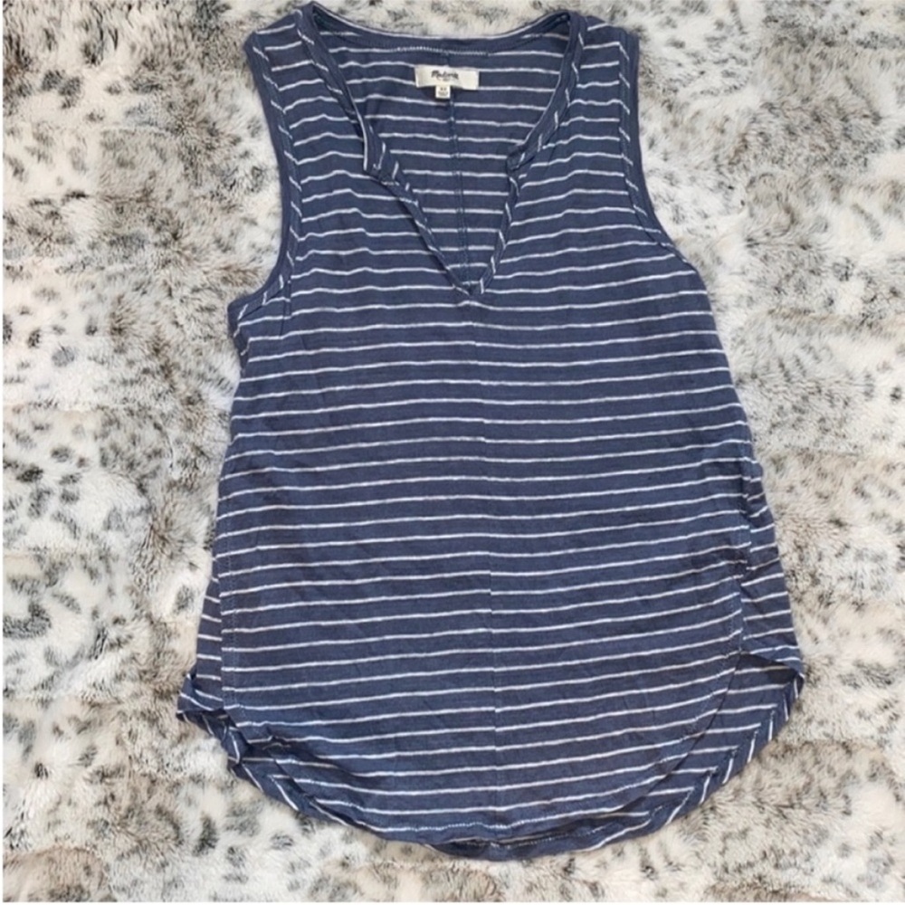 Madewell XS blue and white v neck tank top